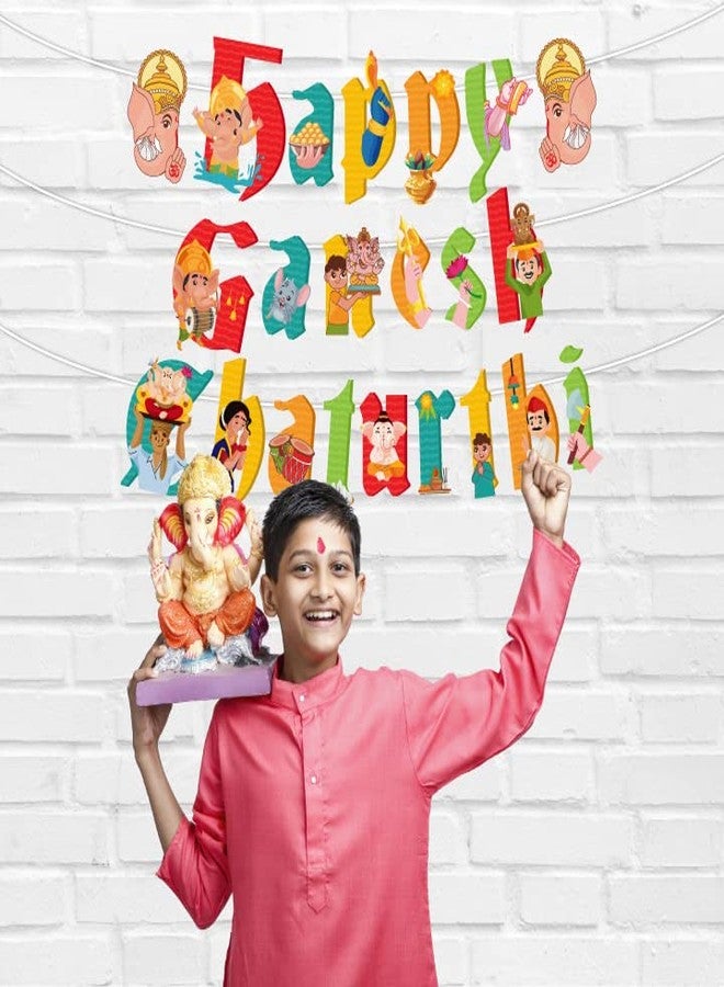 Festiko®Ganesh chaturthi Decoration for Ganesh chaturthi Party Decoration,Ganesh Festival Decorations, Party Supplies 1 Pc Banner - Image 5